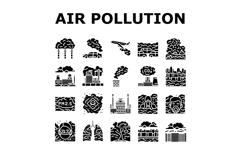 air pollution smog emissions icons set vector Product Image 1