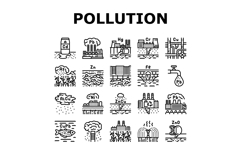 heavy metal pollution icons set vector Product Image 1