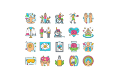 inclusive holistic fitness icons set vector Product Image 1