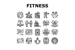 inclusive holistic fitness icons set vector Product Image 1