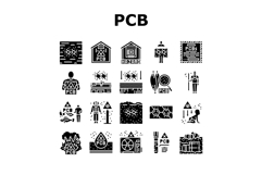 pcb pollution contamination icons set vector Product Image 1