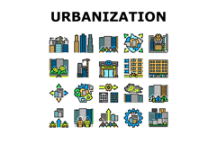 urbanization city development icons set vector Product Image 1
