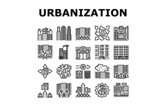 urbanization city development icons set vector Product Image 1