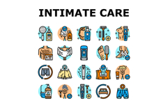 male intimate care hygiene icons set vector Product Image 1