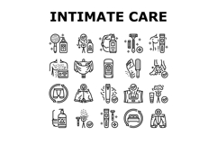 male intimate care hygiene icons set vector Product Image 1