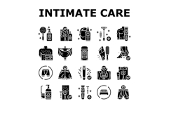 male intimate care hygiene icons set vector Product Image 1