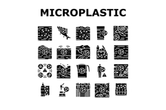 microplastic pollution ocean icons set vector Product Image 1