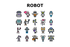 robot character cyborg icons set vector Product Image 1