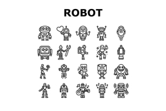 robot character cyborg icons set vector Product Image 1