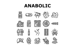 anabolic steroid testosterone icons set vector Product Image 1