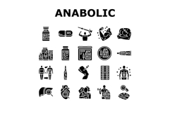 anabolic steroid testosterone icons set vector Product Image 1