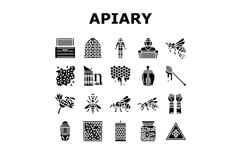 apiary beekeeping bees icons set vector Product Image 1