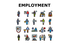 employment status freelance icons set vector Product Image 1
