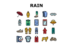 rain protection umbrella icons set vector Product Image 1