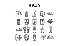rain protection umbrella icons set vector Product Image 1