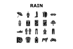 rain protection umbrella icons set vector Product Image 1