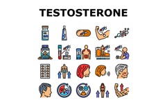 testosterone hormone level icons set vector Product Image 1