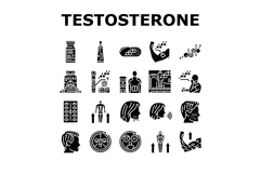 testosterone hormone level icons set vector Product Image 1