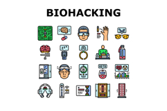 biohacking life nootropics icons set vector Product Image 1
