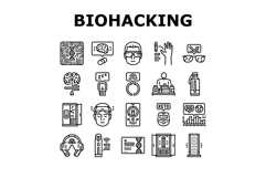 biohacking life nootropics icons set vector Product Image 1