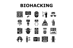 biohacking life nootropics icons set vector Product Image 1