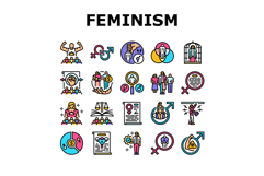 feminism patriarchy gender icons set vector Product Image 1