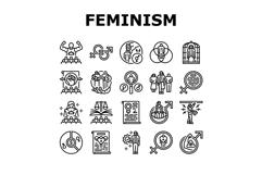feminism patriarchy gender icons set vector Product Image 1