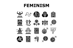 feminism patriarchy gender icons set vector Product Image 1