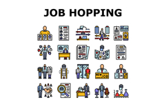 job hopping career transition icons set vector Product Image 1