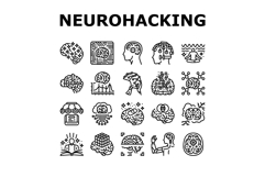 neurohacking neuroplasticity icons set vector Product Image 1