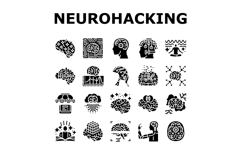 neurohacking neuroplasticity icons set vector Product Image 1