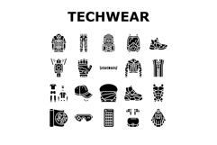 techwear style urban icons set vector Product Image 1