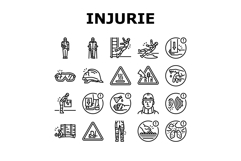 workplace injuries accident icons set vector Product Image 1