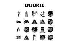 workplace injuries accident icons set vector Product Image 1