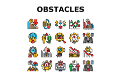 business obstacles icons set vector Product Image 1