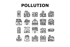 e waste pollution recycling icons set vector Product Image 1