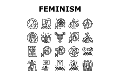 feminism equality gender icons set vector Product Image 1