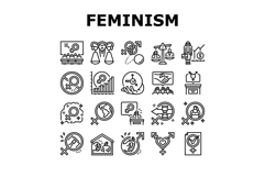 feminism woman equality icons set vector Product Image 1