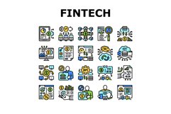 Fintech Financial Technology Icons Set Vector Product Image 1