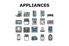 Appliances Domestic Equipment Icons Set Vector Product Image 1