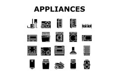 Appliances Domestic Equipment Icons Set Vector Product Image 1