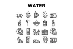Water Delivery Service Business Icons Set Vector Product Image 1