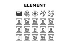 chemical science chemistry icons set vector Product Image 1