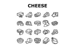 cheese food slice piece dairy icons set vector Product Image 1