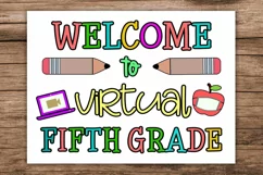 Welcome to Virtual Fifth Grade Sign I First Day School Sign Product Image 1