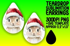 Lovely Teardrop Earrings Sublimation , Christmas Watercolor Product Image 1