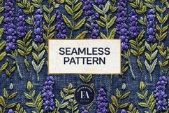Embroidered Denim Digital Paper| Floral Denim Pattern Product Image 3