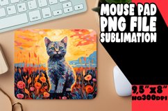 Sweet Kitty in Floral Mouse Pad Design PNG Product Image 1