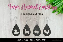 Teardrop Farm Animal Earrings SVG, Funny Jewelry Template Product Image 1