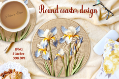 Delicate vintage floral round coaster sublimation design png Product Image 1